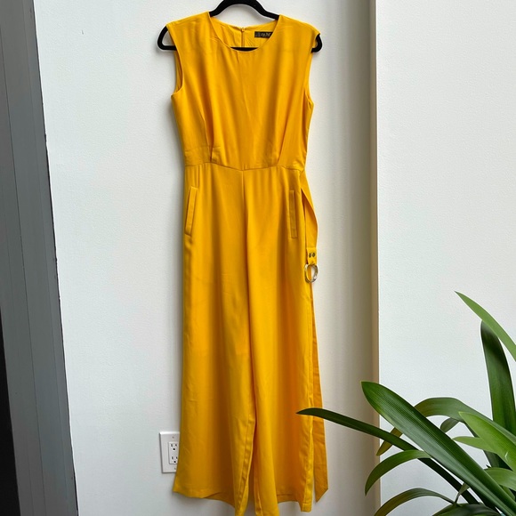 AKIRA Pants - NWOT bright yellow wide straight leg Jumpsuit